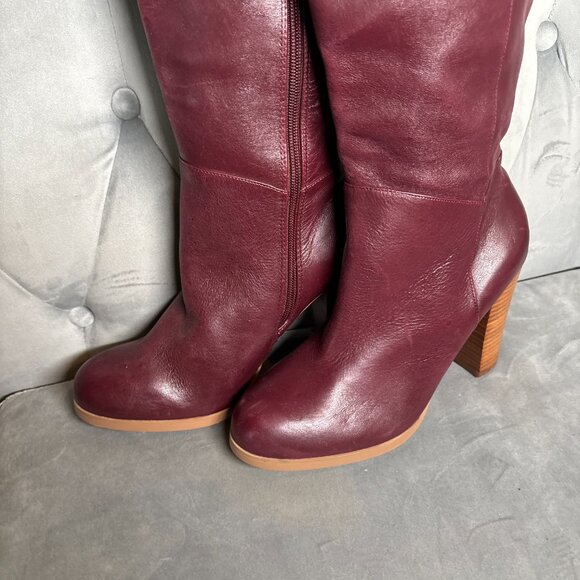 Lane Bryant Burgundy Leather  collection luciana Tall Platform Boots – 8W - Picture 4 of 15